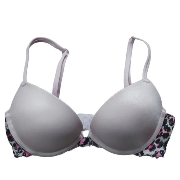 Pink by Victoria Secret Push Up Bra  Satin/Lace 32C - Picture 1 of 12